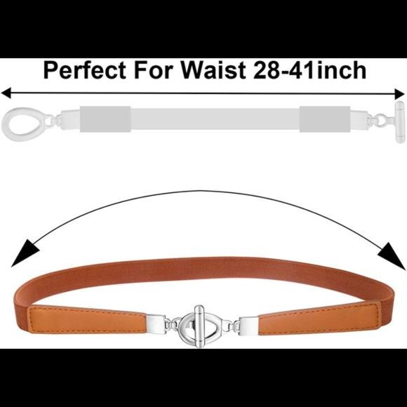 Jovitec 5 Pieces Women Skinny Elastic Waist Belt Retro Stretch Cinch Thin Belt M main image 6